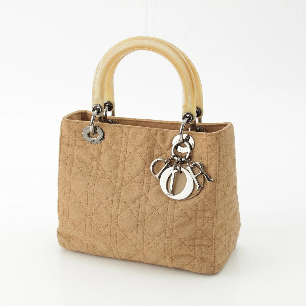 Dior Lady Cream Christian Cannage handbag Beige Cream Tan